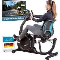 Skandika Ligfiets Ergometer Cykling P8-H Comfort - Hometrainer fiets met LCD-display, magneetrem, 16 weerstandsniveaus, tot 120 kg en 195 cm, Bluetooth, app-connectiviteit | Fitnessfiets voor thuis