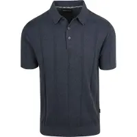 Barbour Donkerblauwe polo met streep structuur donkerblauw