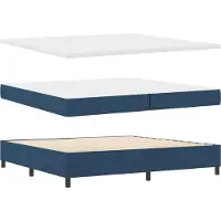vidaXL Boxspring bed met kussen met hoofdeinde Blauw 200 x 200 cm Stof
