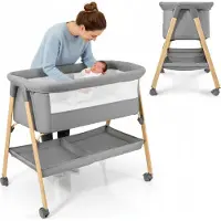 Moby-System MILI Babybedje Vrijstaand & Reisbedje – Inklapbaar, Met Matras, Wieltjes met Rem – Grijs (0-6 mnd)