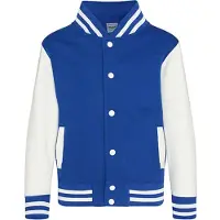 Just Hoods - Varsity Kinder Hoodie - Royal Blue/White maat 7/8 (M)