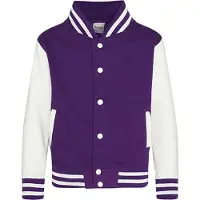 Just Hoods - Varsity Kinder Hoodie - Purple/White maat 7/8 (M)