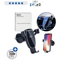 Lean Toys Gravity Auto Telefoonhouder Voor Ventilatierooster 360° Draaibaar Zwart Universeel Met Ebook