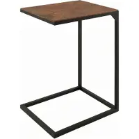 CLP Velaro Bijzettafel - hout - C model - Mindihout - Moderne salontafel - Metalen onderstel - Ruimtebesparend - Voor bank of fauteuil bruin