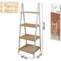 Kärkkäinen Douche/badkamer opberg rekje - bamboe - 4 lagen - 40 x 30 x 109 cm - Badkamerkastjes