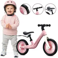 Sun baby Loopfiets voor Kinderen Sport - 2 jaar, max. 30 kg, Loopfietsen, nylon frame, EVA-wielen, verstelbaar zadel en stuur - Roze