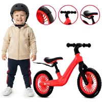 Sun baby Loopfiets voor Kinderen Sport - 2 jaar, max. 30 kg, Loopfietsen, nylon frame, EVA-wielen, verstelbaar zadel en stuur - Rood