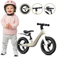 Sun baby Loopfiets voor Kinderen Sport - 2 jaar, max. 30 kg, Loopfietsen, nylon frame, luchtbanden, verstelbaar zadel en stuur - Beige