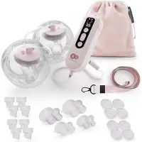 Kinderkraft GENTLEFLOW Hands-Free Dubbele Borstkolf – Elektrische – Draadloos & Zeer Stil - Drievoudig Systeem met 9 Niveaus - Licht – 2 x 180 ml Reservoir – 4 Borstschilden (17–24 mm) - Roze
