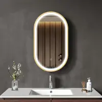 LOMAZOO Badkamerspiegel met Verlichting - Spiegel met Verlichting - - Spiegel Goud - Badkamer spiegel - 40 x 70 cm - Ovaal [BERLIN]