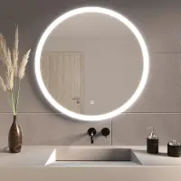 LOMAZOO Badkamerspiegel met LED verlichting - Badkamer Spiegel - Spiegel Badkamer - Spiegel Douche - Verwarming Anti Condens - 80 cm rond [BOSTON]