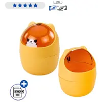 Lean Toys Mini Prullenbak Bureau 1L Teddy Beer Met Deksel Oranje 16 cm Met Ebook