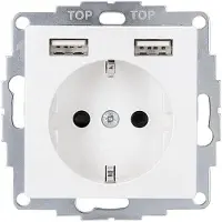 USB 2U-449276 Stopcontact (onderbouw) VDE, Met , Aanraakbeveiliging IP20 Zuiver wit, Glanseffect