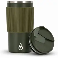 Motivai RVS Thermosbeker To Go – 450ML – Lekvrij & Dubbelwandig – Koffiebeker voor Onderweg – BPA-vrij & Duurzaam – Groen