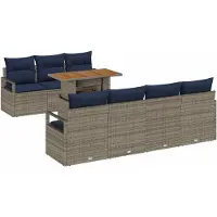 vidaXL Tuinbank Set 8 st 7-Aantal zitplaatsen Grijs en Blauw