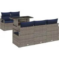 vidaXL Tuinbank Set 6 st 5-Aantal zitplaatsen Grijs poly rattan