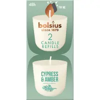 Bolsius Geurkaars CleanLight Navulling Cypress & Amber Wit 24 Uur D 5,5 H 11,6 Cm 2 Stuks