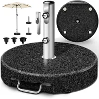 Tillvex Graniet Parasoldvoet met Wielen & Telescoopgreep 27 kg Rond | Parasoldvoet Parasol met RVS Buis | Balkonparasoldvoet voor Parasolstokken 16-48 mm & 250 cm Parasoldiameter