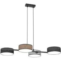 Emibig Hanglamp DRUMZ, zwart-bruin-grijs, 4x E14 fitting, 15W, stoffen kap, afmetingen: 120x80x46 cm, IP20, merk