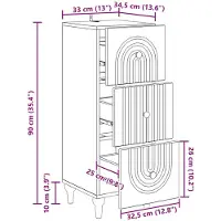 vidaXL Ladekast 33 x 34,5 x 90 cm Bewerkt hout Zwart