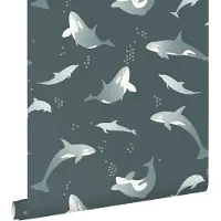 ESTAhome behang walvissen donkerblauw - 50 x 900 cm - 131566