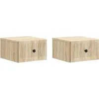 vidaXL Muurbevestigde Nachttafel 2 st Sonoma Eiken 33 x 34,5 x 20 cm