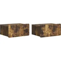 vidaXL Muurbevestigde Nachttafel 2 st Gerookt eiken 49 x 34,5 x 24 cm