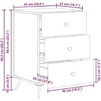 vidaXL - Nachtkastje - Sonoma - Eiken - 43 - x - 41 - x - 66,5 - cm - Bewerkt - hout