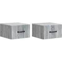 vidaXL - Muurbevestigde - Nachttafel - 2 - st - Grijs - sonoma - 34,5 - x - 33 - x - 20 - cm