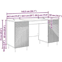vidaXL Bureau Artisanaal eiken Bewerkt hout 142,5 x 50 x 75 cm