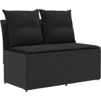 vidaXL 2 Stuk Tuin middelste sofa met opklaptafel poly rattan Zwart