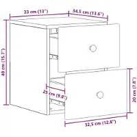 vidaXL Muurbevestigde Nachttafel Zwart 34,5 x 33 x 40 cm Bewerkt hout