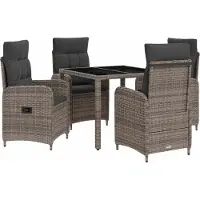 vidaXL Buiten Eettafel Set 5 st Lichtgrijs en Donkergrijs poly rattan