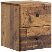 vidaXL Muurbevestigde Nachttafel met lade Oud hout 34,5 x 33 x 40 cm