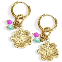 Yehwang Flower Happy Charm oorbellen