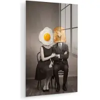 MuchoWow Glasschilderij 120x180 cm - Schilderij acrylglas - Ontbijt - Koppel - Ei - Brood - Foto op glas - Muurdecoratie woonkamer - Wanddecoratie slaapkamer - Schilderijen