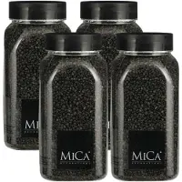 Mica Decorations decoratie stenen/granulaat - 4x - 650ml - antraciet - hobby steentjes