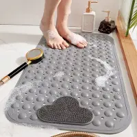 Unyqoos Grijze antislip douchemat met massagekussen en afvoergaten voor veilig douchen