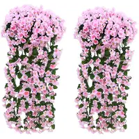 Unyqoos Kunstbloemengordijn, 90 cm – Set van 2 met zijden bloemen en bladeren en kunststof ranken, decoratie voor binnen en buiten (hangmand, bruiloft, tuin)