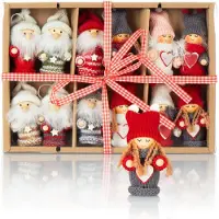 Unyqoos Set van 12 feestelijke kerstboomfiguren met engel en kabouter ontwerp