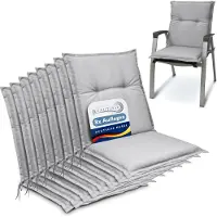 Beautissu Base NL – Set van 8 Tuinstoelkussens Lage Rug 100x50x6 cm Licht Grijs Kussen voor Tuinstoelen Zitkussen