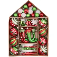 Unyqoos 70-delige set kerstdecoraties in rood en wit voor feestelijke sfeer