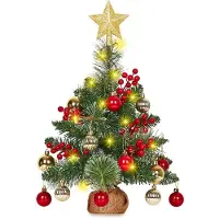 Unyqoos Compacte Kunstkerstboom Met Verlichting en Decoraties Voor Binnen en Buiten