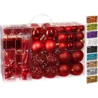Unyqoos Complete set van 101 kerstballen met piek voor feestelijke boomdecoratie