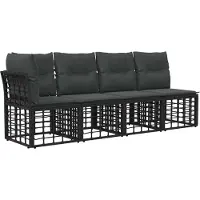 vidaXL Buiten bank set 7 st Zwart en Donker Grijs Polyester