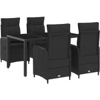 vidaXL Buiten Eettafel Set 5 st Zwart poly rattan