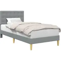 vidaXL Bedframe met hoofdeinde Lichtgrijs 100 x 200 cm Stof