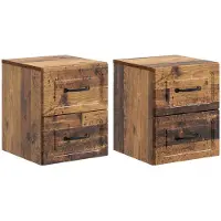 vidaXL Muurbevestigde Nachttafel 2 st Oud hout 34,5 x 33 x 40 cm