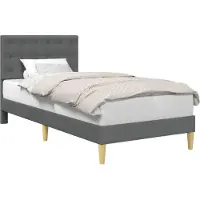 vidaXL Bedframe met hoofdeinde Donkergrijs 100 x 200 cm Stof