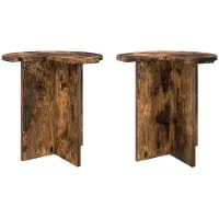 vidaXL Bijzettafel 2 st Gerookt eiken Ø 39 x 38 cm Bewerkt hout